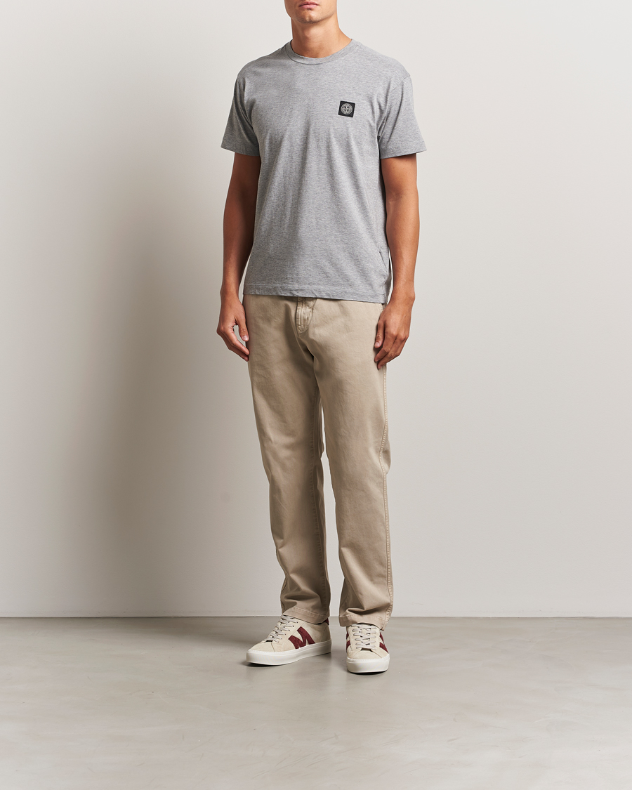 Stone Island Garment Dyed Cotton Jersey T-Shirt Grey Melange