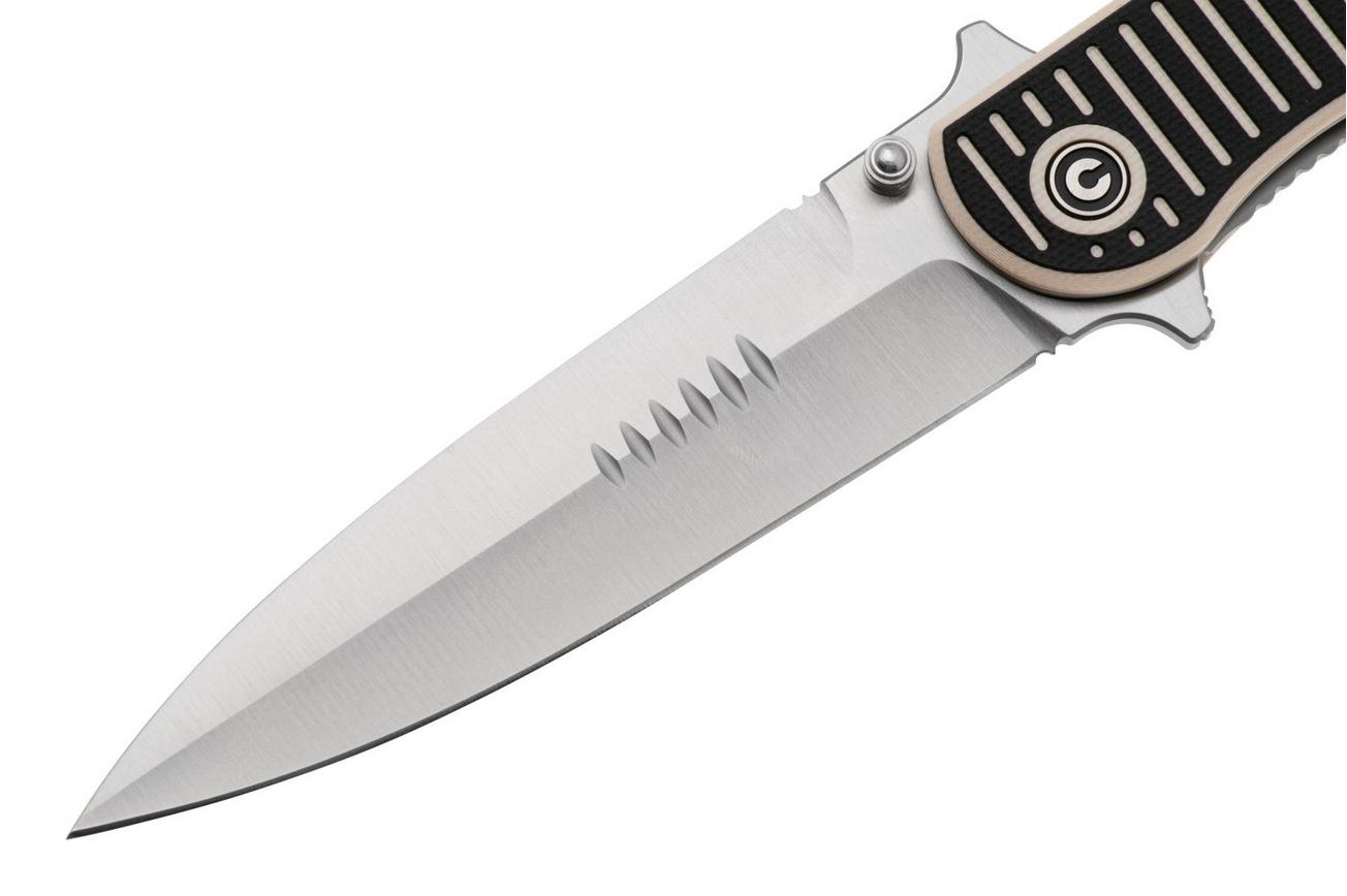 Civivi RS71 C23025-1 Satin Nitro-V, Milled Ivory Black G10 zakmes, Robert Saniscalchi design