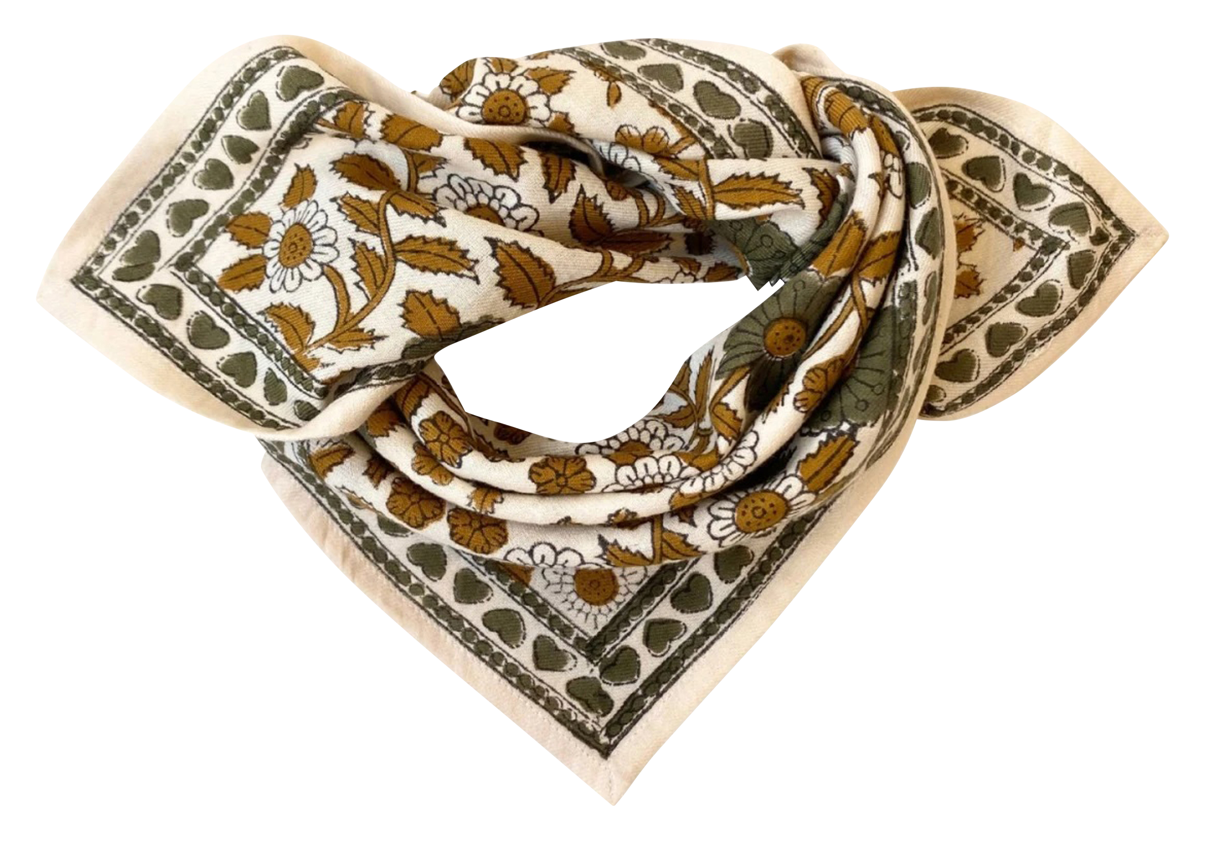 MANIKA - Foulard imprimé en coton | Beige