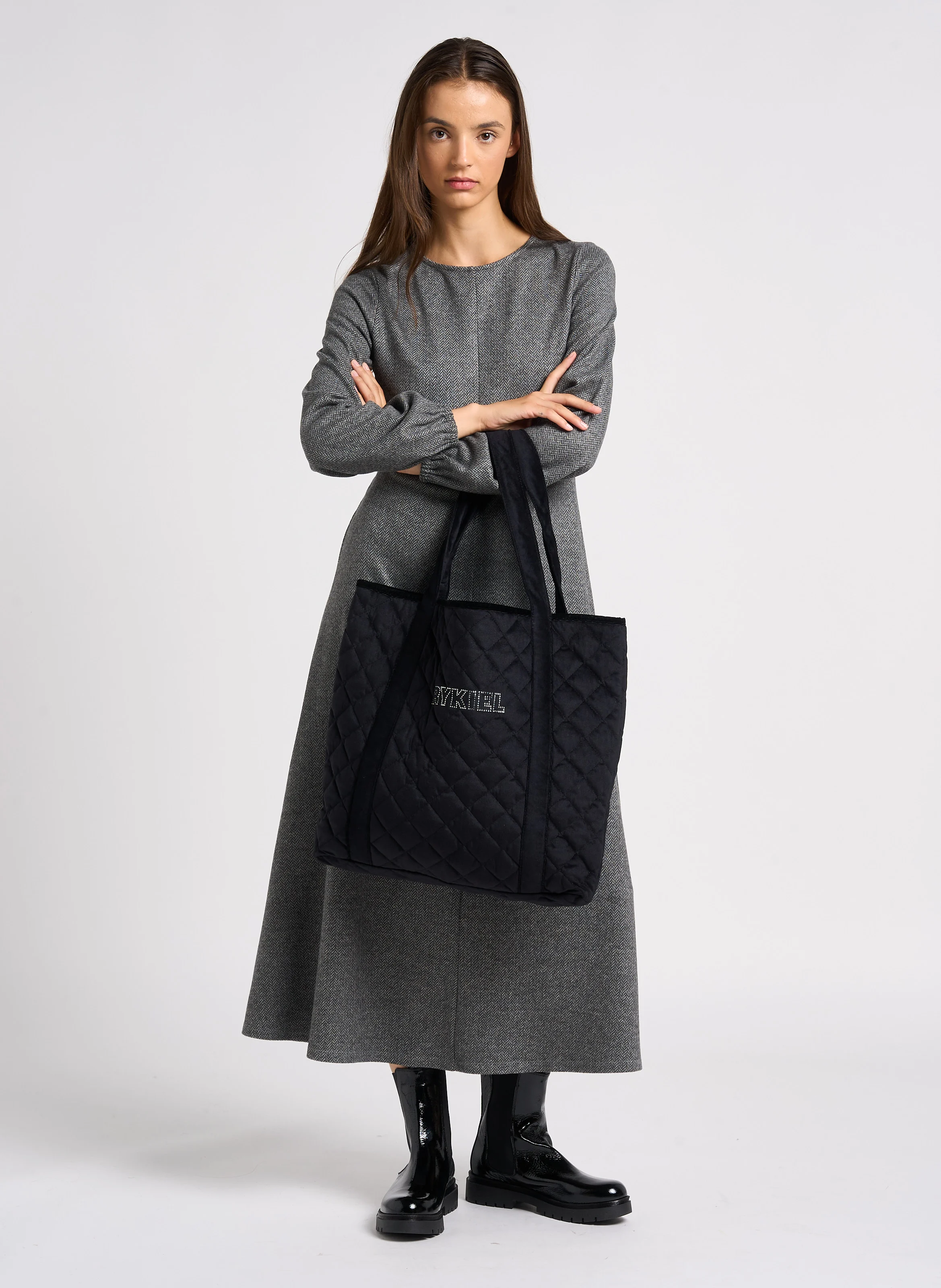 Sac cabas en velours matelassé | Noir