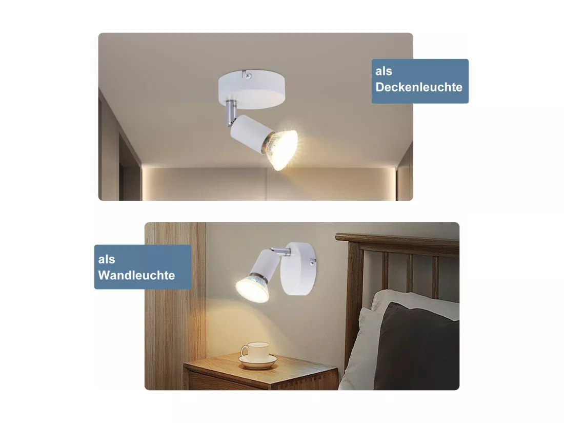 NETTLIFE Plafonnier LED 1 Ampoule blanc Plafonnier GU10 Applique d'intérieur blanc chaud spots moderne