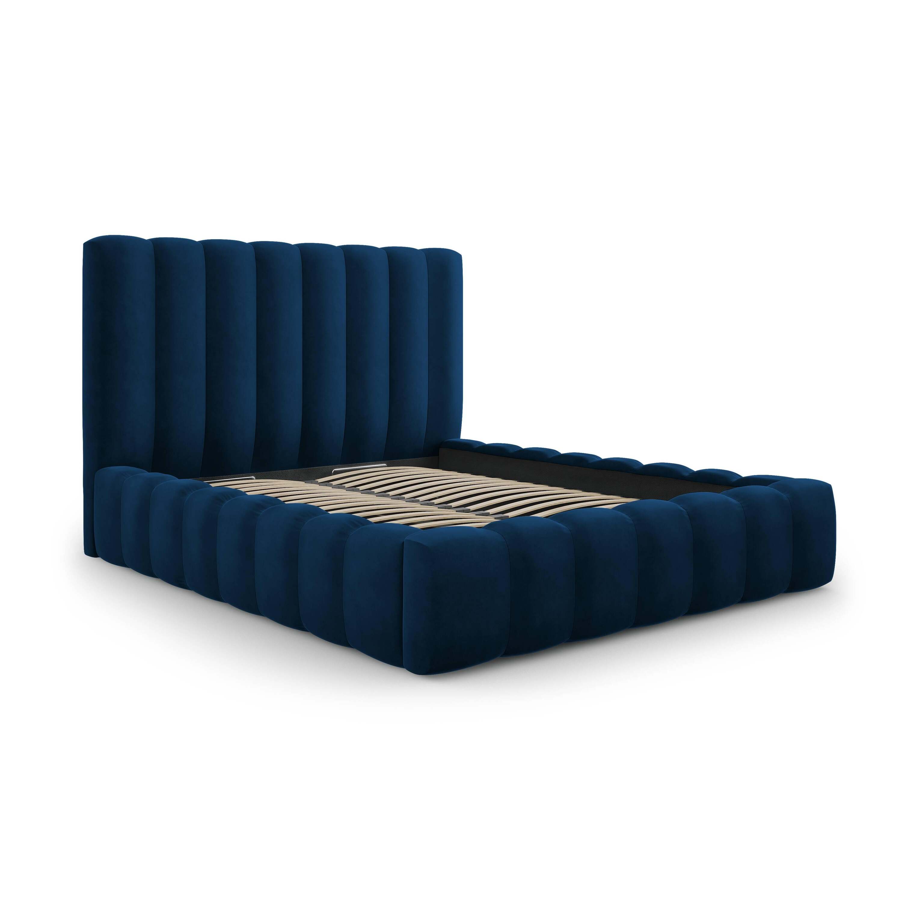 Milo Casa Bedframe Gina met Opbergruimte - 200 x 200 cm - Fluweel - Koningsblauw