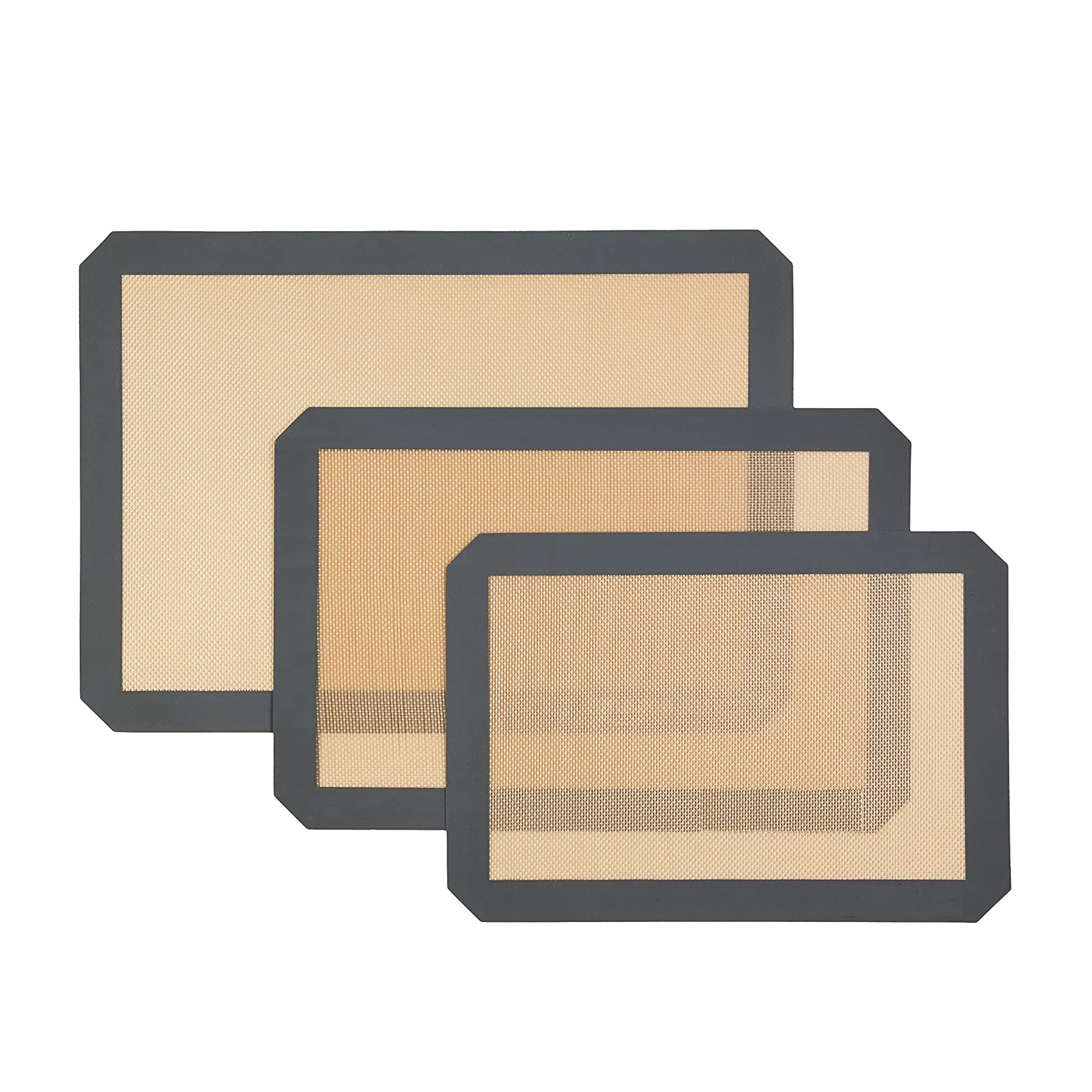 (3er Set) Silikon Anti-Haft Backpapier Wiederverwendbare Backofen Matte - Braun