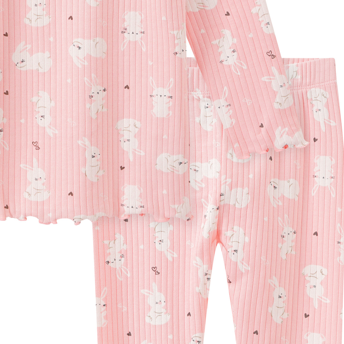 Topomini Baby Schlafanzug mit gerippter Struktur rosa / weiss