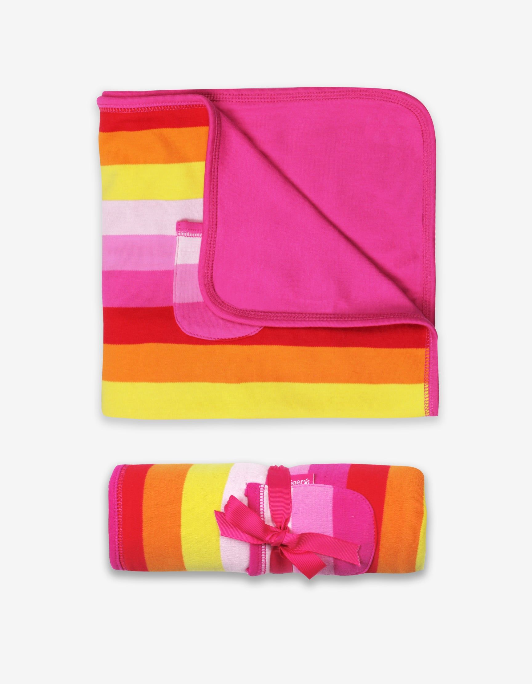 Toby Tiger Baby-Decke mit pink-bunten-Streifen