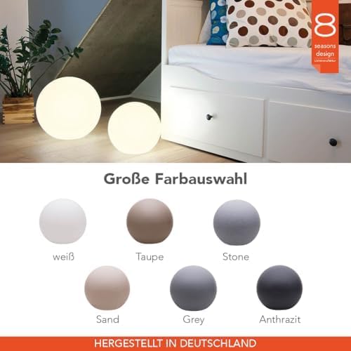 8 seasons design LED Kugelleuchte 40 cm Shining Globe (sand), E27, Leuchtmittel warmweiß – wetterfest – Kugellampe für außen (Garten, Terrasse, Balkon) und innen – robust & langlebig