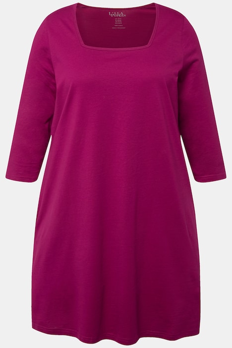 Longshirt, A-Linie, Carree-Ausschnitt, 3/4-Arm