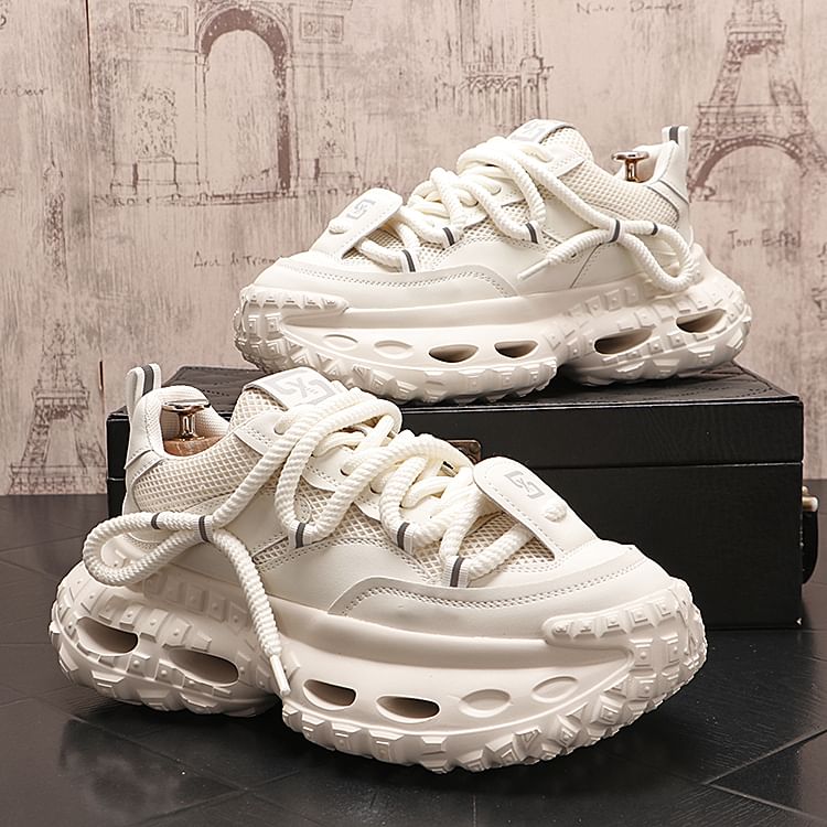Mr Ozera - Mesh Panel Veterschoenen Platform Sneakers