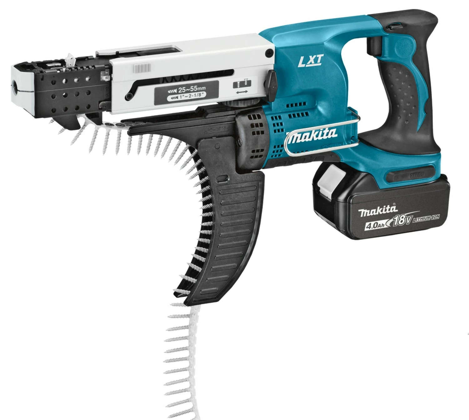 Makita DFR550RMJ 18V Li-Ion accu schroefautomaat / bandschroefmachine set (2x 4.0Ah accu) in Mbox - 25-55mm