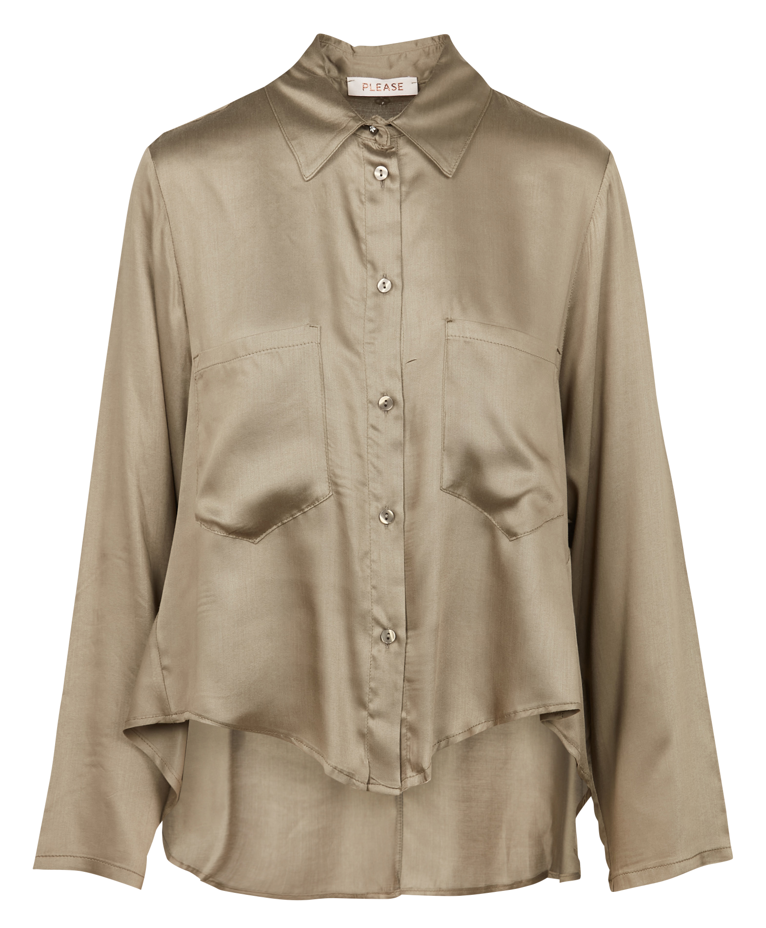 Chemise col classique satinée| Vert