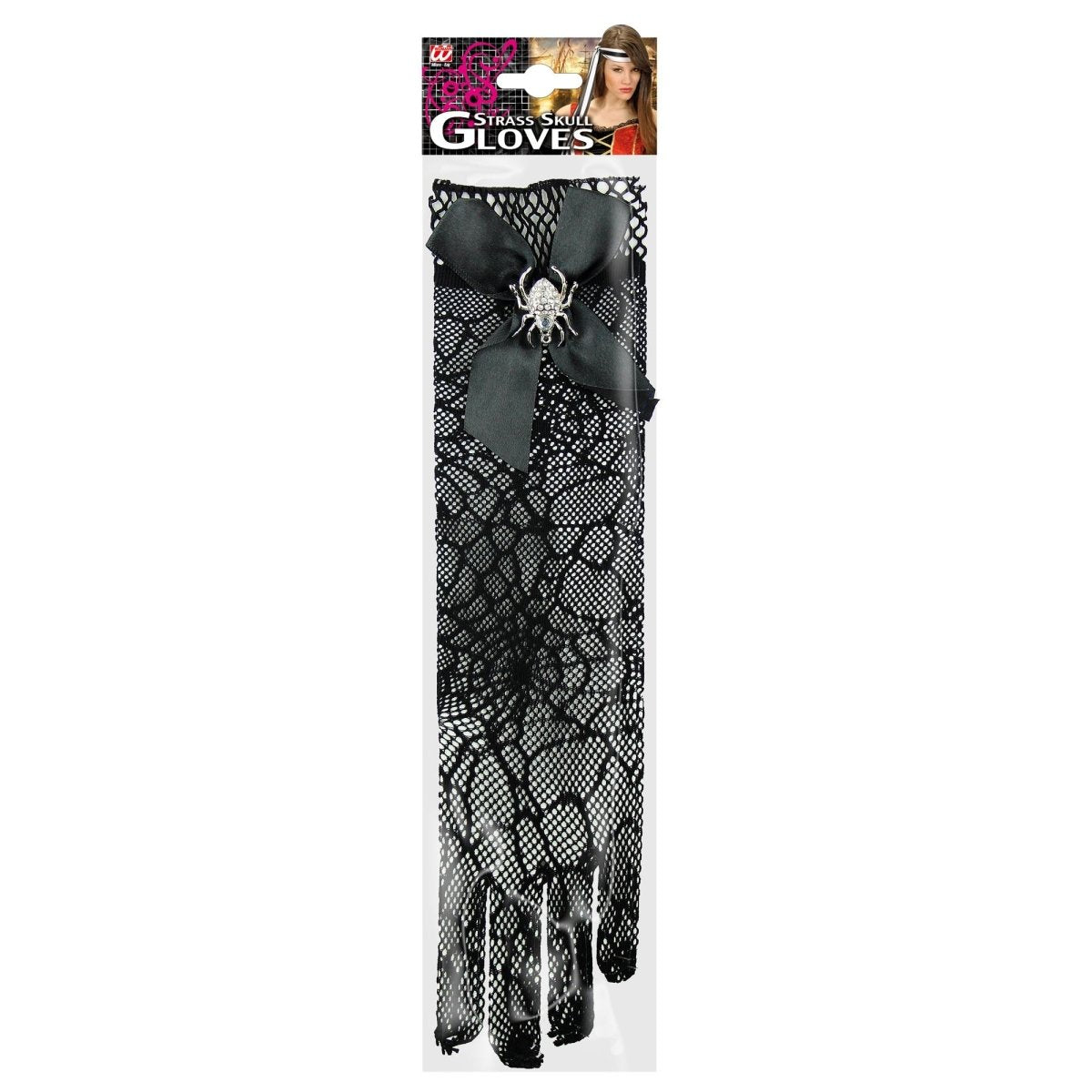Halloween Handschoenen Spinnenweb En Schedel