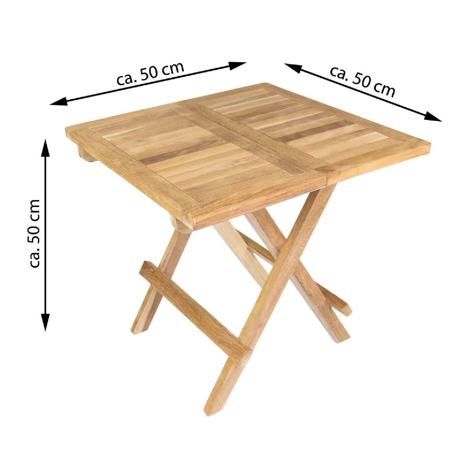 VCM Balkontisch Gartentisch Teakholz Beistelltisch klappbar natur50 x 50 cm