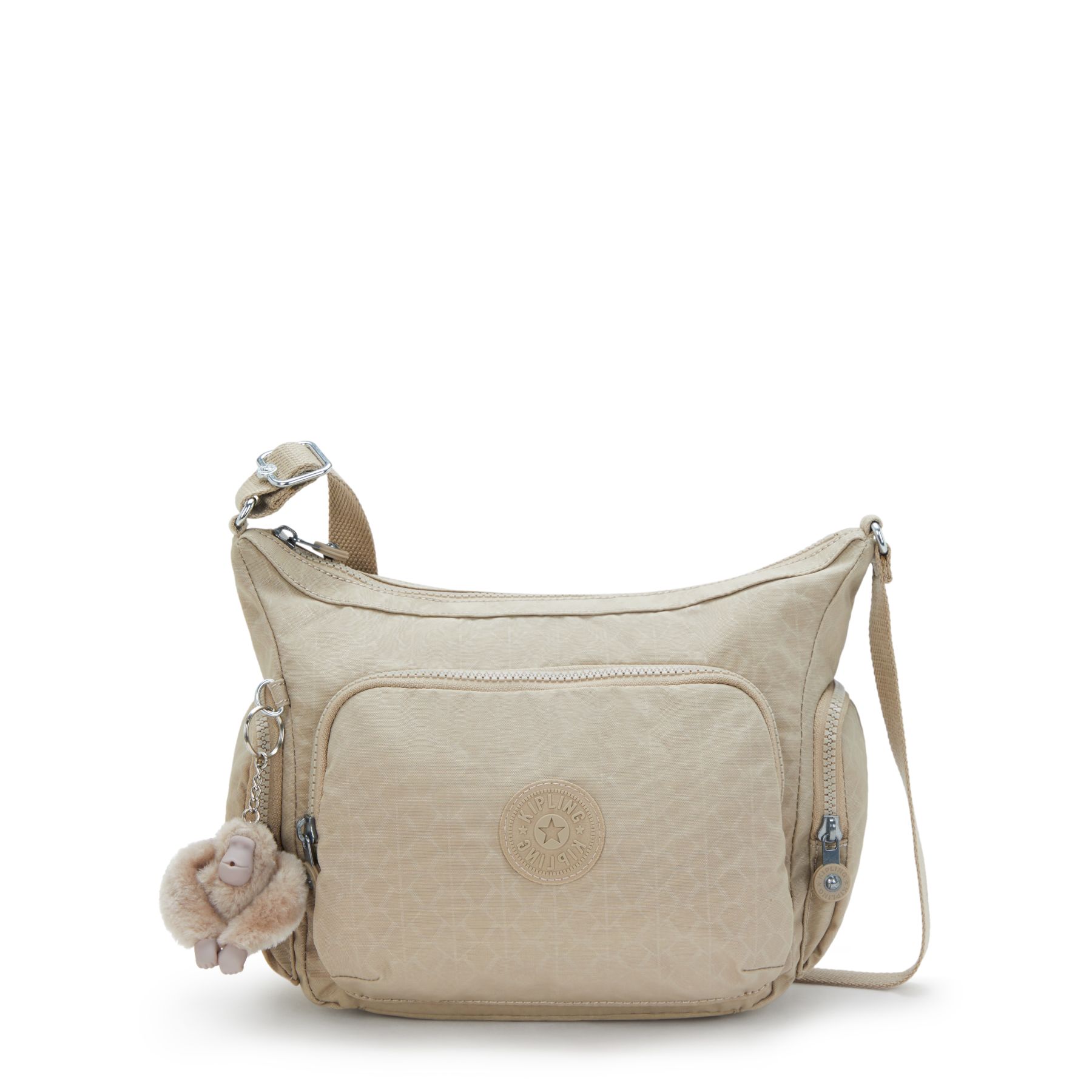 GABB S Sac à bandoulière de taille moyenne avec bandoulière réglable - Signature Beige Embossed