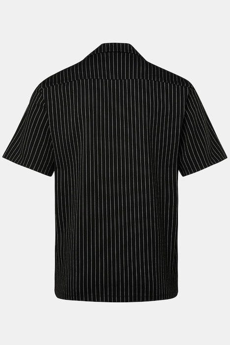 STHUGE Jerseyhemd FLEXLASTIC®, Halbarm, Nadelstreifen, Cuba-Kragen, Modern Fit, bis 8 XL