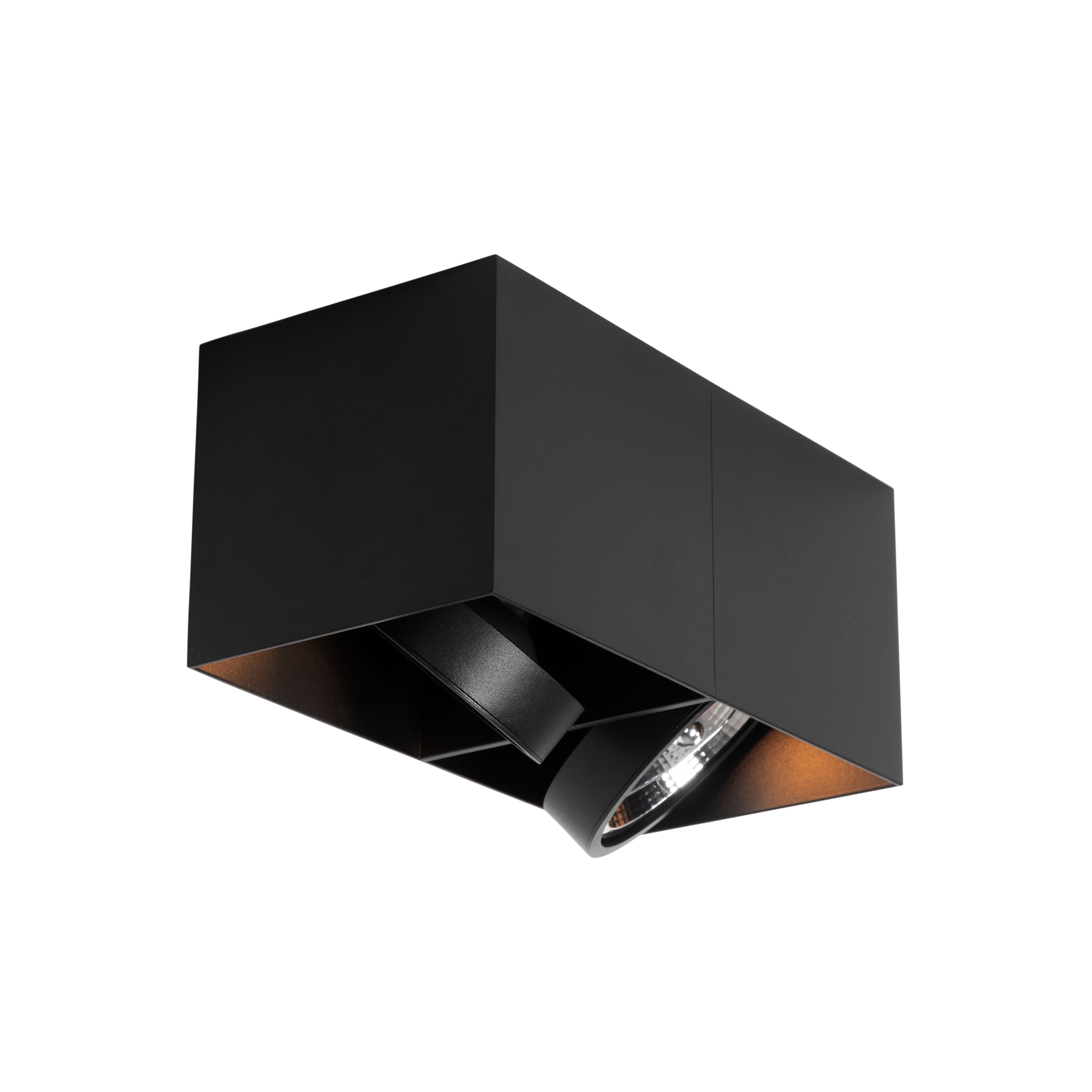 Design spot zwart rechthoekig AR111 2-lichts - Box