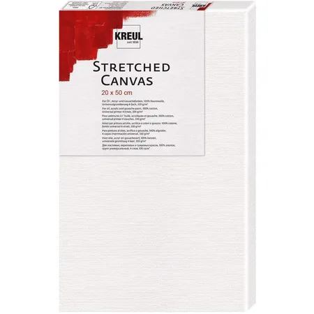 KREUL Stretched Canvas, Keilrahmen aus Baumwolle 4 fach grundiert, ca. 20 x 50 cm, weiß