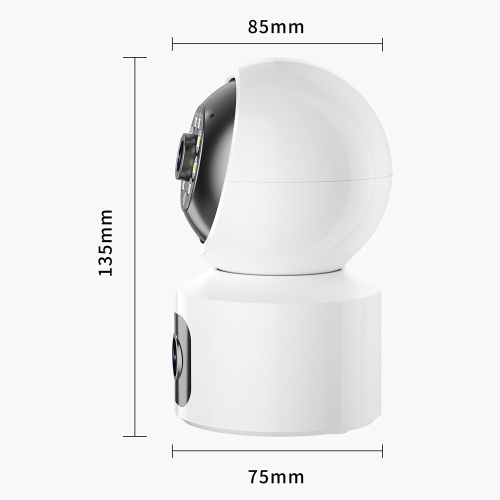 (4MP) 355° Indoor WiFi Internet IP Kamera mit Dual-Linse FullHD 1080p Nachtsichtfunktion / Zwei-Wege-Audio / Micro SD Slot / 4x Zoom - Weiss