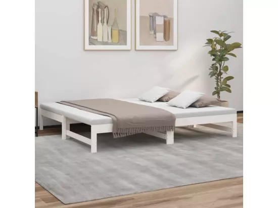 Lit coulissant Blanc 2x(75x190) cm Bois de pin massif
