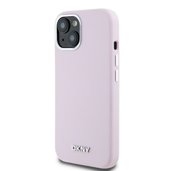 iPhone 15 MagSafe Silikon Hülle Case Metal Logo (DKHMP15LSMCHLP) - Rosa