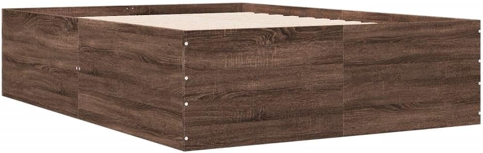 vidaXL Bettgestell, Bett Doppelbett für Schlafzimmer, Bettrahmen mit Lattenrost, Schlafzimmerbett Modernes Design, Braun Eichen-Optik 120x200cm Holzwerkstoff