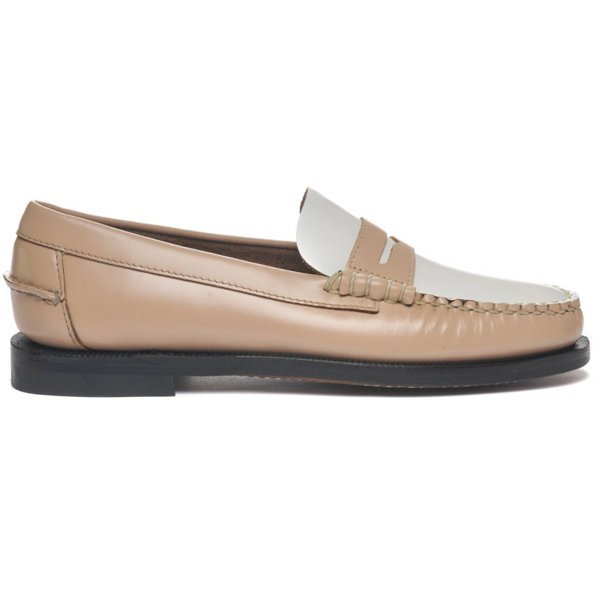 CLASSIC DAN PIGMENT BEIGE WHITE MOCASSIN-Mocassin pour femme en cuir brossé