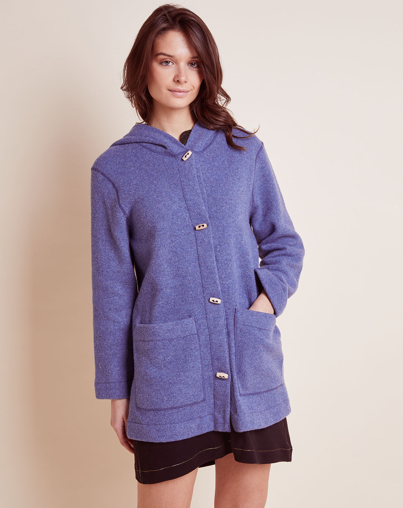 Le Chat Veste d'intérieur en Laine mélangée Etoffe bleu chiné/gris