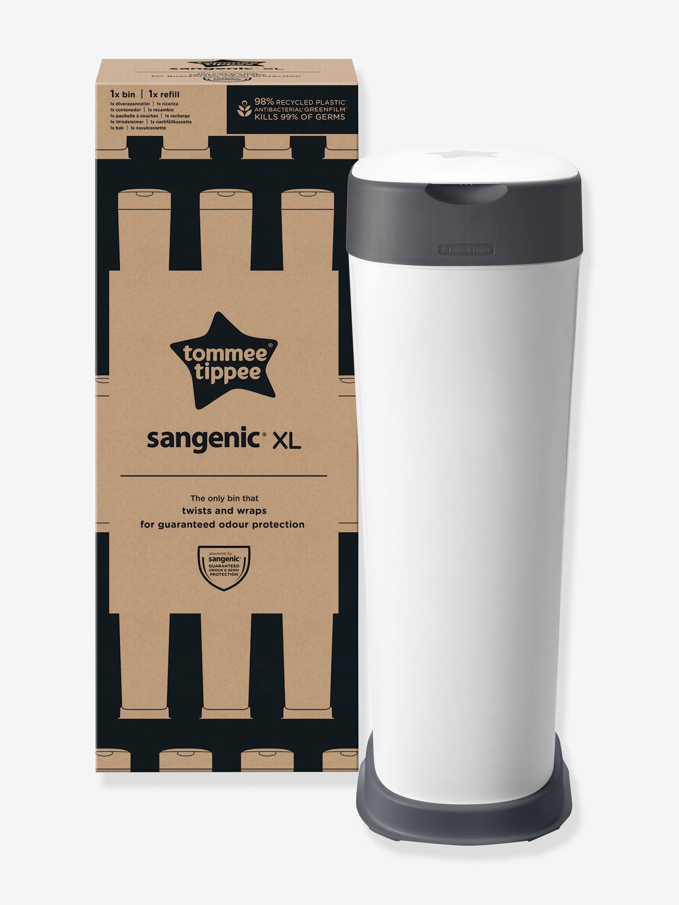 Lixeira Tommee Tippee Sangenic branca tamanho XL com sistema Twist & Click