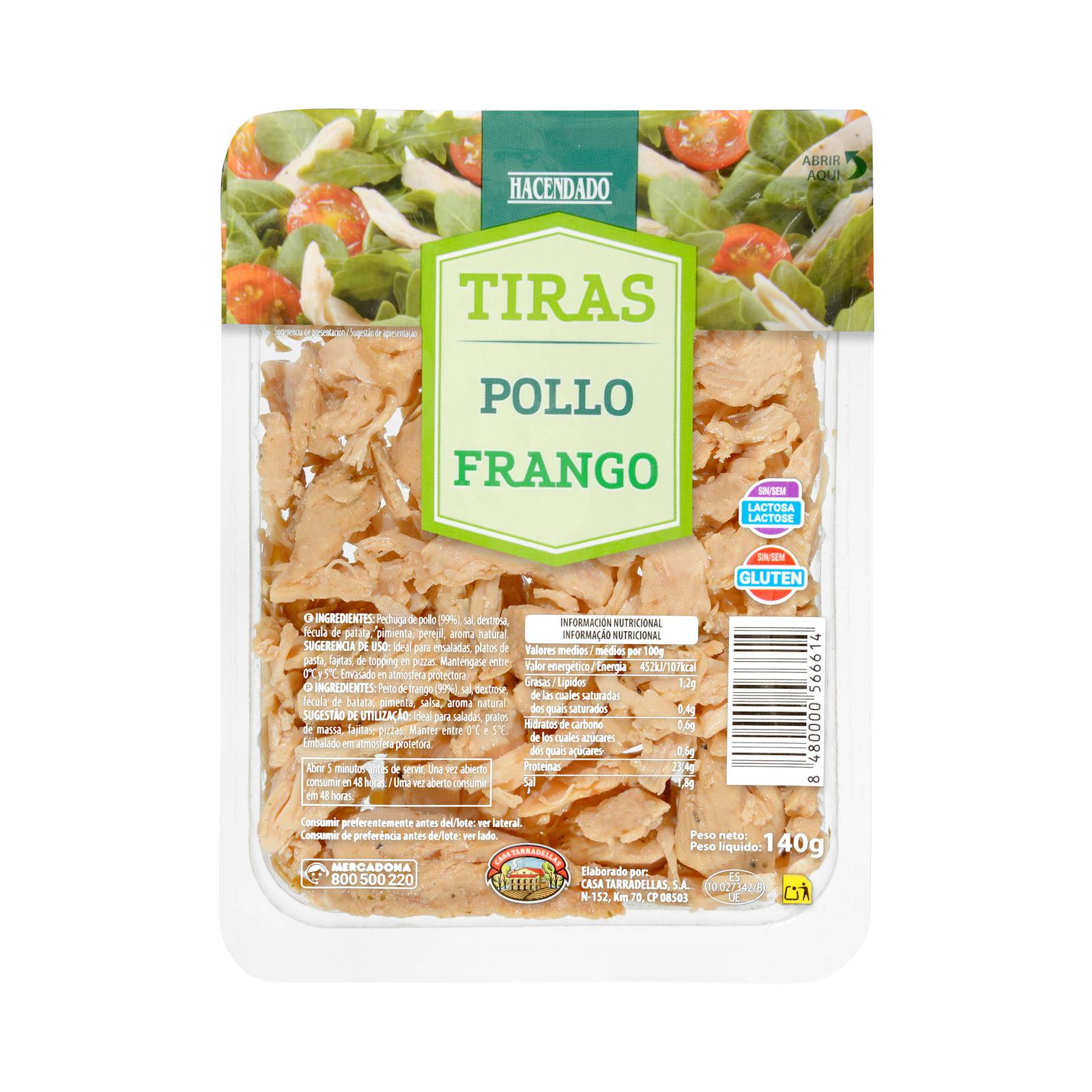 Lanières de poitrine de poulet nature Hacendado