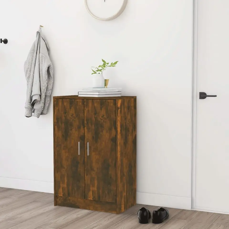 vidaXL - Schoenenkast - Gerookt eikenkleurig - Bewerkt hout - 60 x 35 x 92 cm