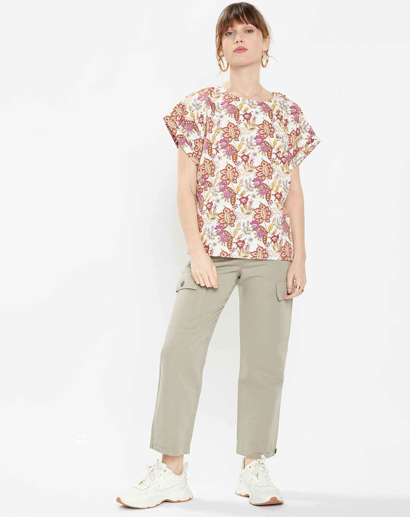 Galeries Lafayette Top Eole imprimé écru/multicolore