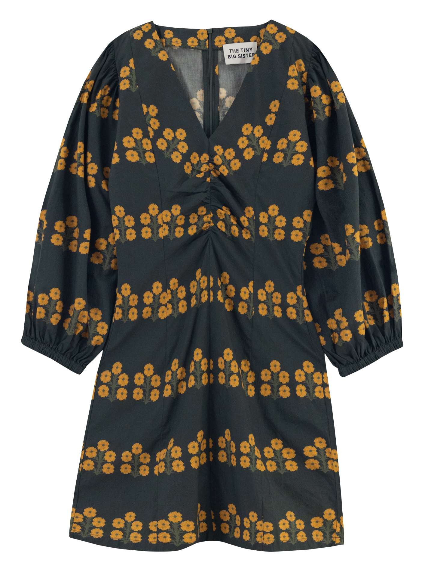 ASTER - Robe midi imprimée en coton | Kaki