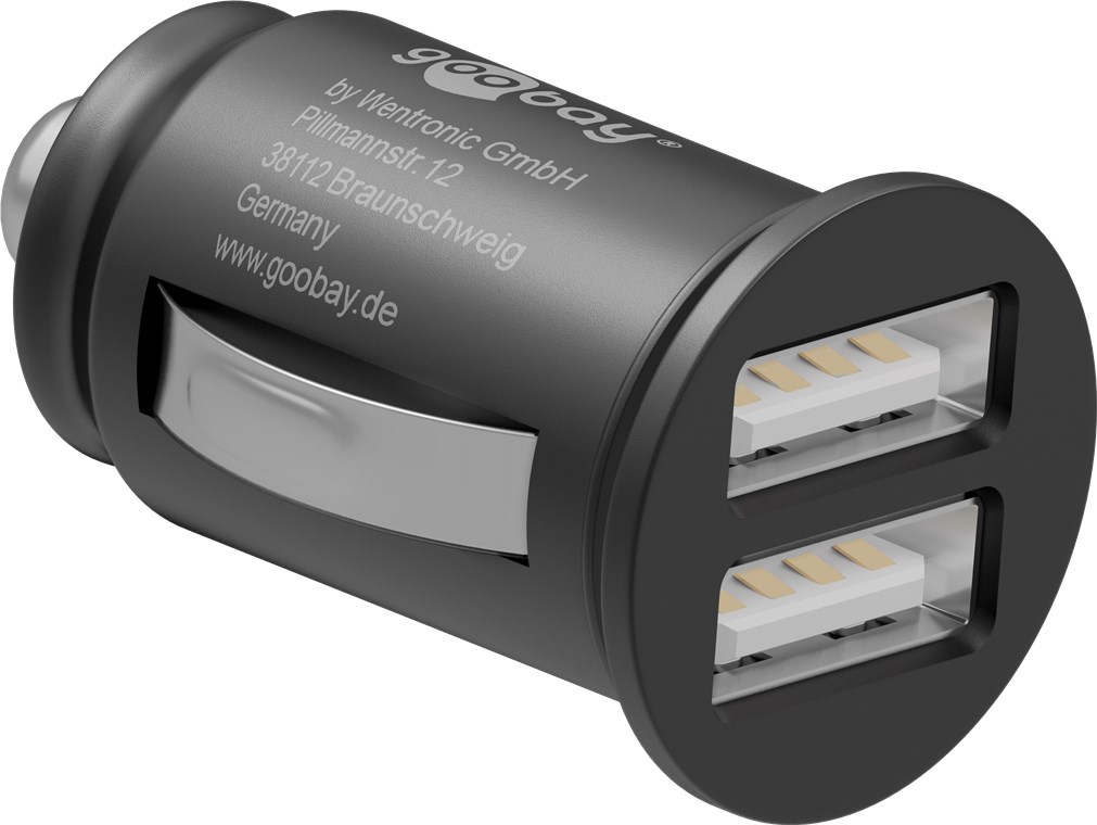 (24W) Dual USB A Auto KFZ Ladegerät Schnellladegerät für Zigarettenanzünder (71897) - Schwarz