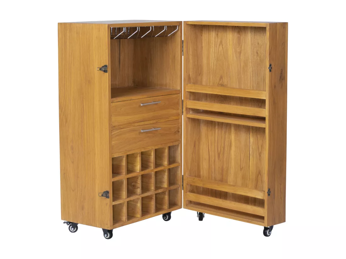 Armoire à vin et verres en bois de mindi - 15 casiers - L. 60 x P. 50 x H. 111 cm - COIMBRA