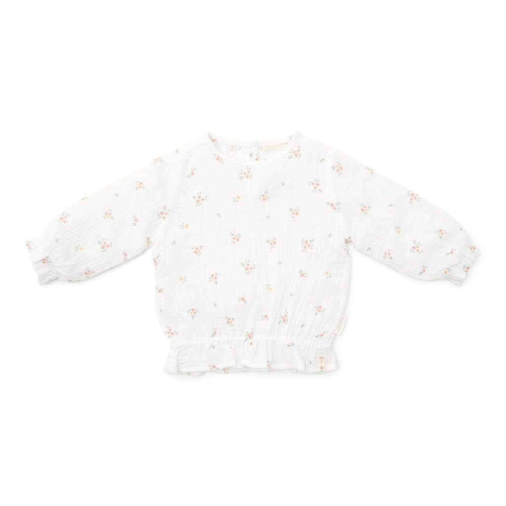 Little Dutch longsleeve met bloemenprint wit/roze/groen