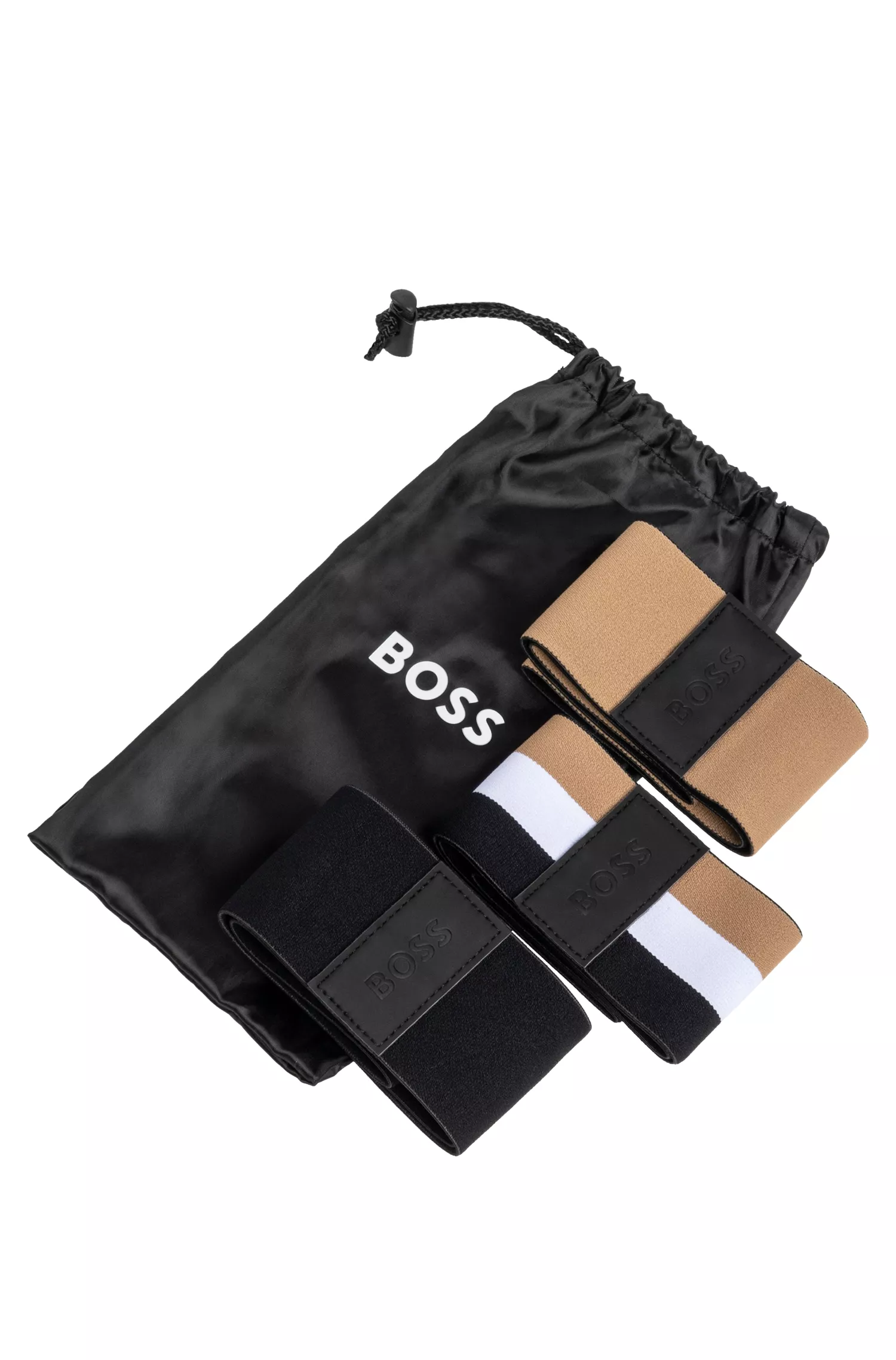 BOSS Black - Pacote com três faixas de resistência da marca.