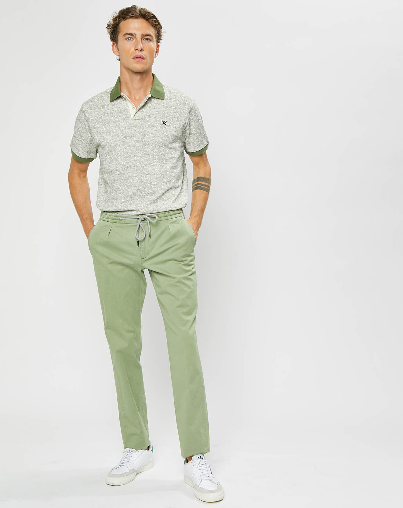 Hackett London Polo Classic Fit Imprimé Allover kaki/beige