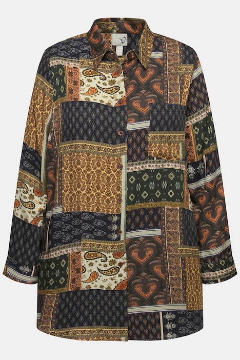 Hemdbluse, Mustermix, Hemdkragen, Langarm