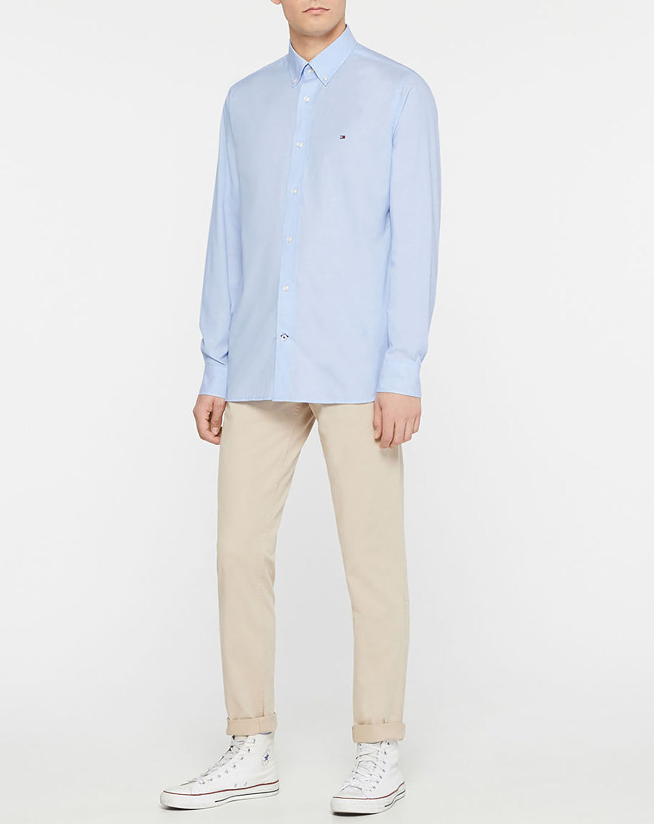 Tommy Hilfiger Chemise 100% Coton Bio regular fit natural soft bleu ciel