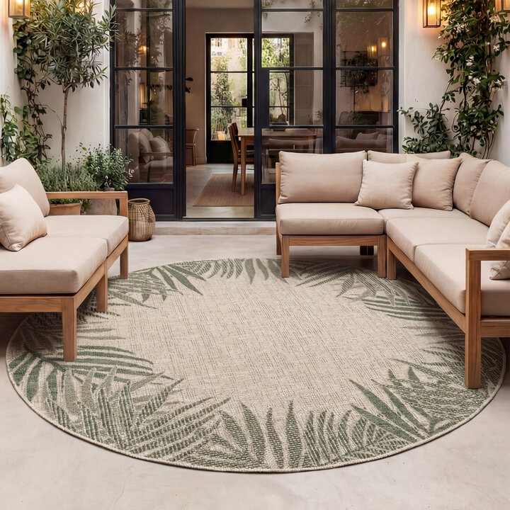 Rond buiten vloerkleed - Tiga Edge Groen