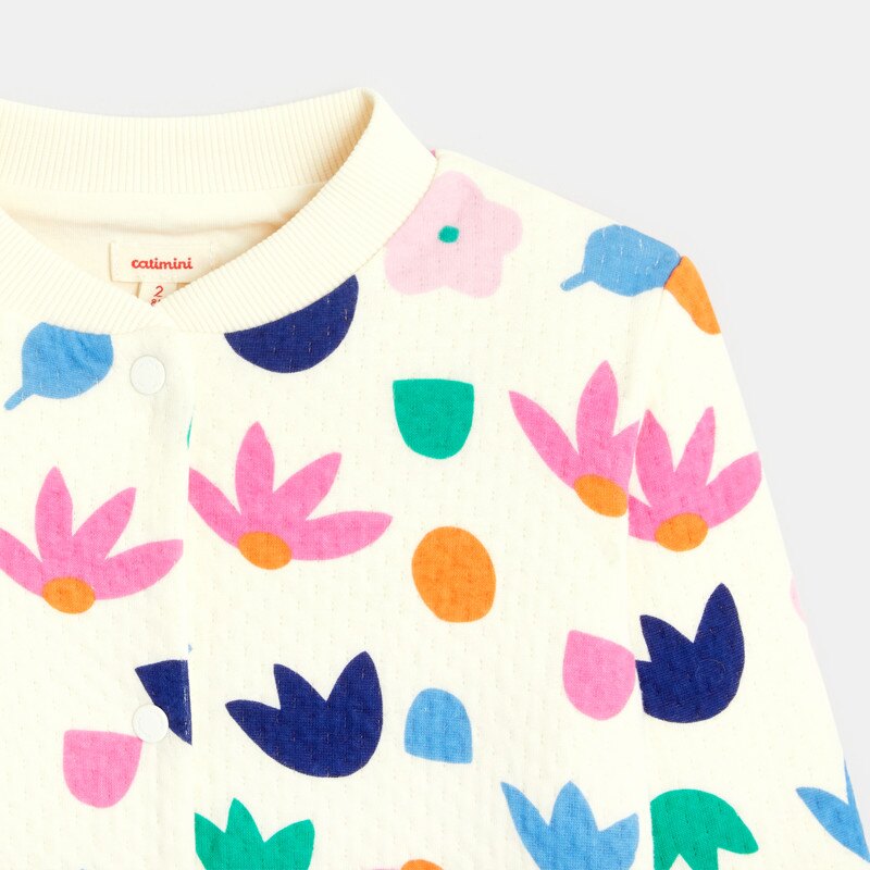 Gilet à pressions bébé fille jersey pointelle imprimé fleuri blanc Catimini Blanc