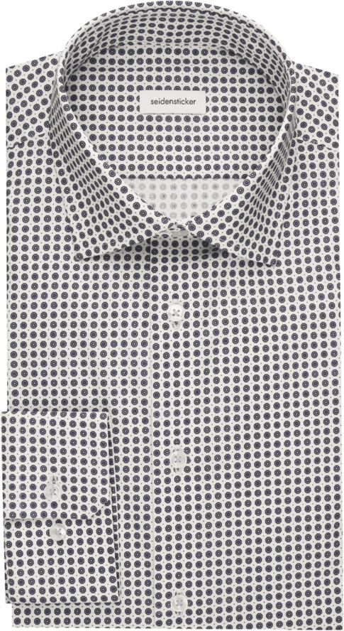 Seidensticker Performance shirt Slim Long sleeve Kent-Collar Print Blue