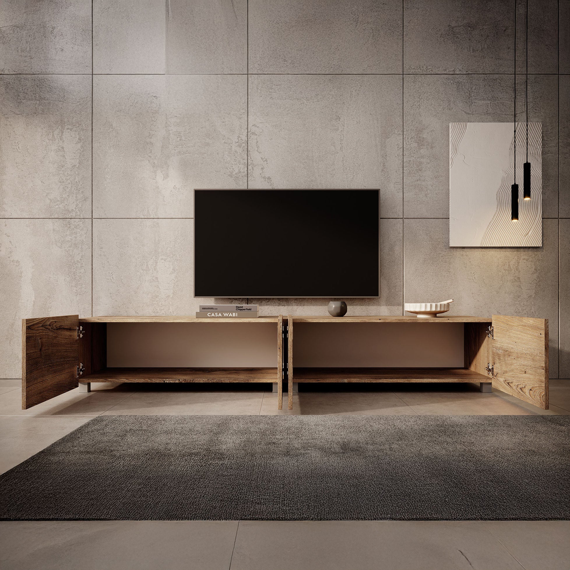 Calabas - TV-Meubel met 4 deuren - Kastanje - 200x43x37 cm