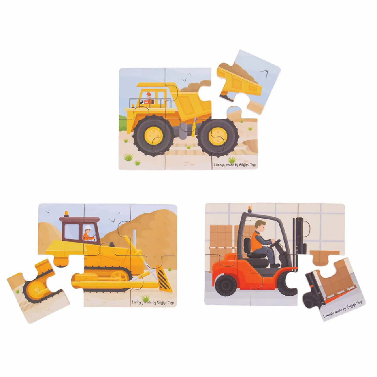 Bigjigs Toys Puzzle bois 3 pièces Big Mover