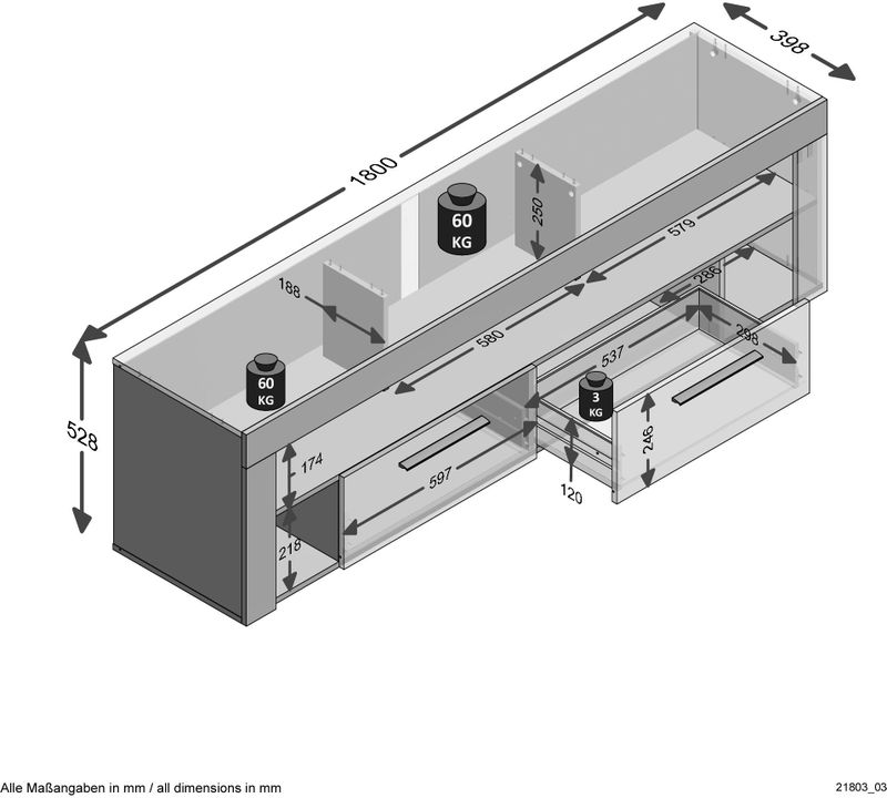 Vidi - Tv-meubel - Bruin - Spaanplaat - 180 cm