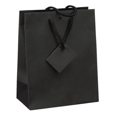 Logistipack - 10 Sacs cadeau kraft - poignées cordelières - 18 cm x 10 cm x 22,7 cm - noir