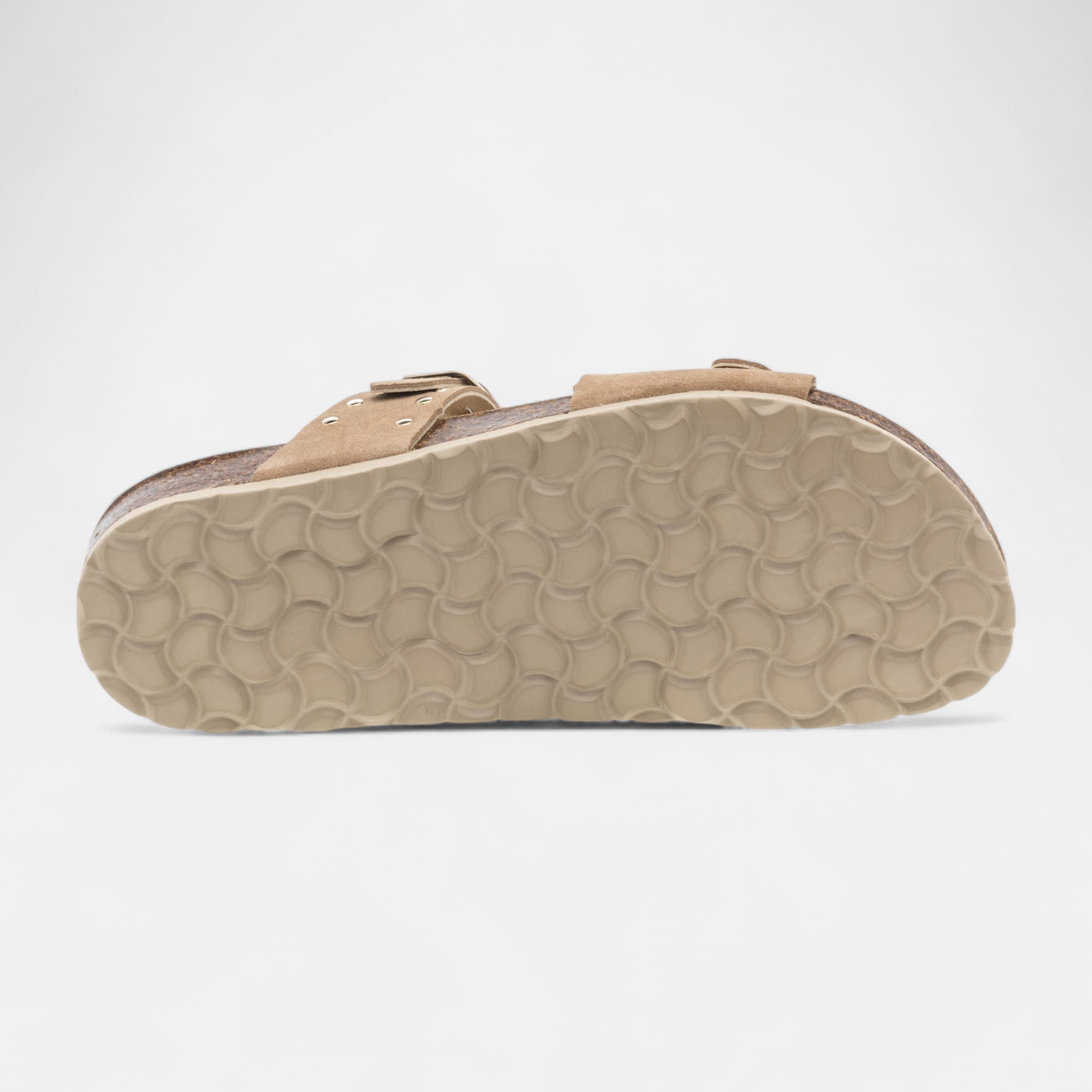 Mules semelle liège Femme en cuir taupe