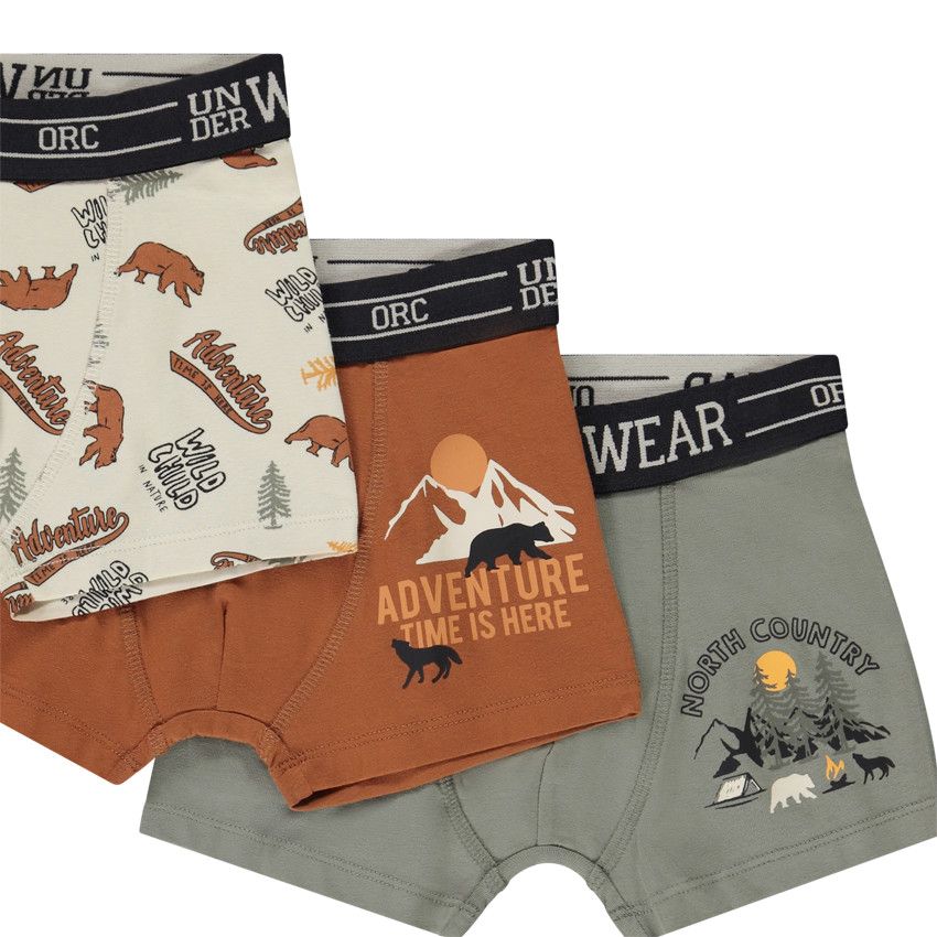Lot de 5 boxers fantaisie pour garçon - Kaki