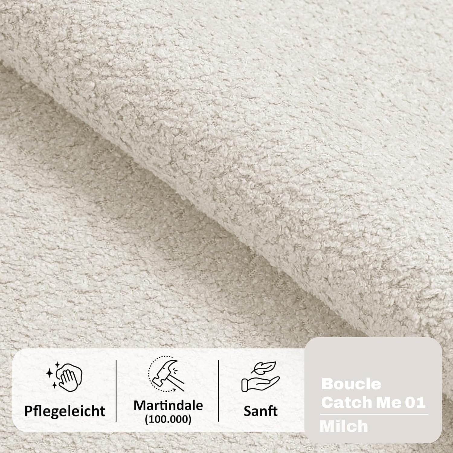 Nunu Bubble Bett 140x200 Weiß Boucle, mit Stauraum, mit Kopfteil, mit Lattenrost, ohne Füße, ohne Matratze, Bubble Polsterbett 140x200 mit Bettkasten Weiß (Milch)