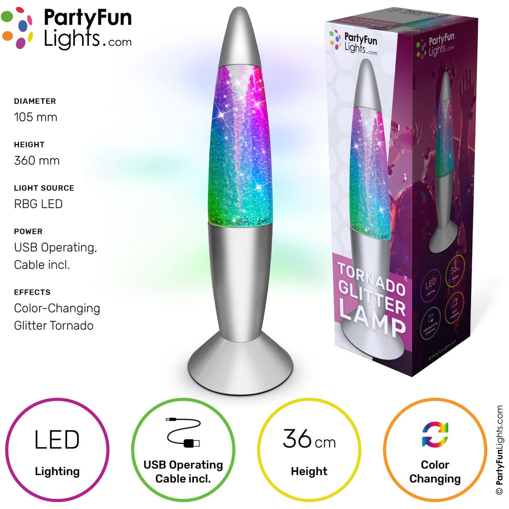 Køb Party Funlight Tornado Glitter Lampe - Multifarvet H: 36cm