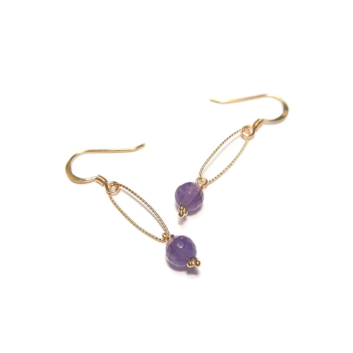Boucles D'Oreilles Cunhatã Améthyste Argent Doré